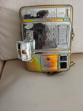 Call Me Holographic Silver Phone Booth Crossbody Bag